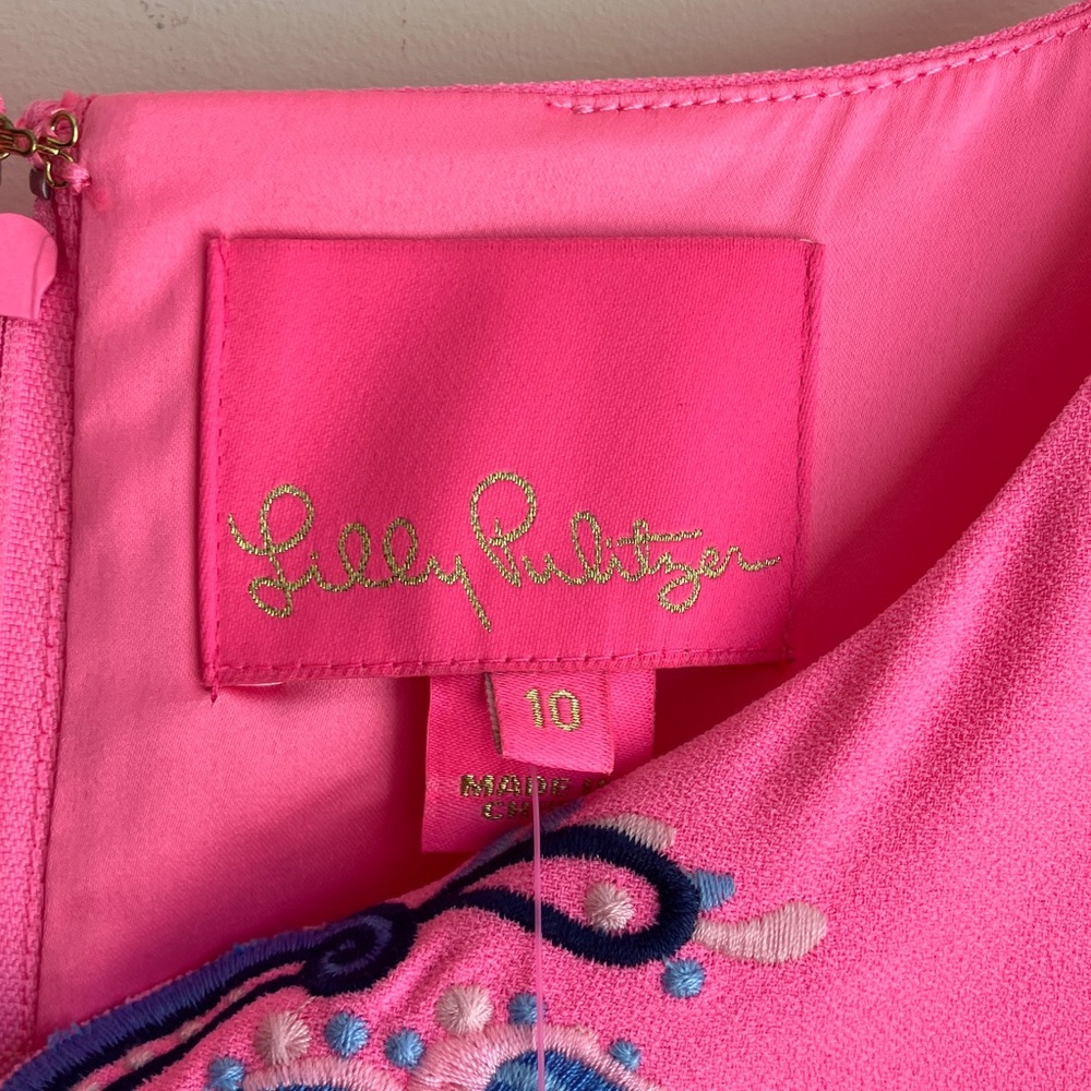 LILLY PULITZER Donna Romper Havana Pink Scalloped Shell Embroidery Size 10 NWT - Picture 2 of 13